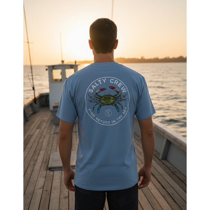 Playera Salty Crew Blue Crabber