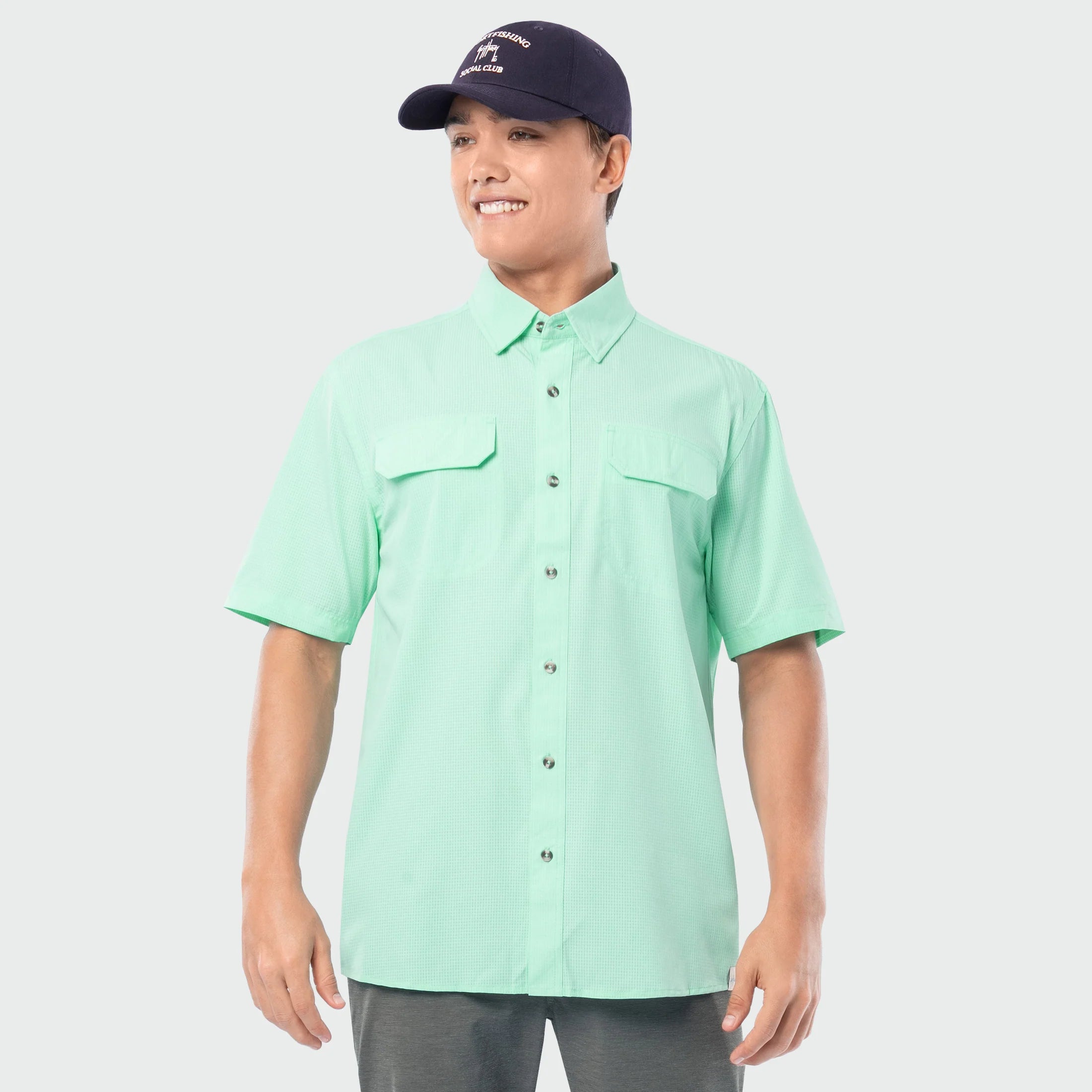 Camisa Guy Harvey Eco Angler Manga Corta Performance Fishing Shirt