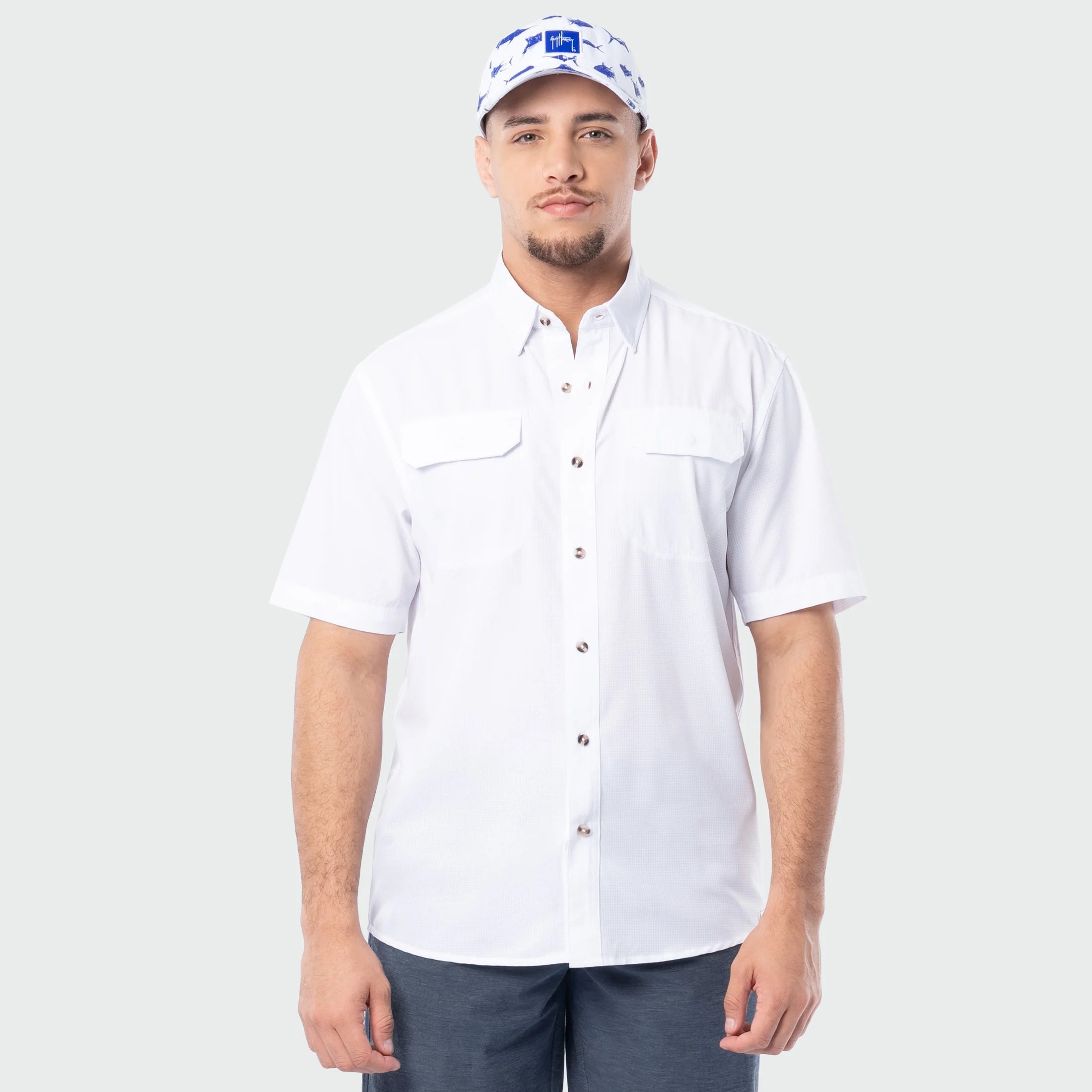 Camisa Guy Harvey Eco Angler Manga Corta Performance Fishing Shirt